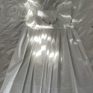THE PROPER PEONY WHITE SWISS DOT EMBROIDERED DRESS WITH RUFFLE - Sz 5